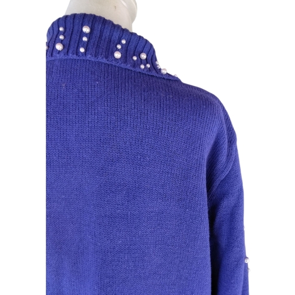 Storybook Knits Snowman Embroidered Pearl Scattered Snow Cotton Blend Size Small - Picture 6 of 8